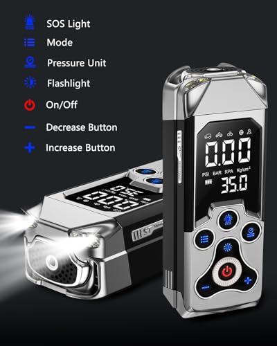 Inflador Ruedas Coche Hinchador electrico: 150PSI Compresor Aire Portatil,12V Mini Compresor de Aire con Manómetro para Coche Bicicleta Motocicleta (Negro) - imagen 4