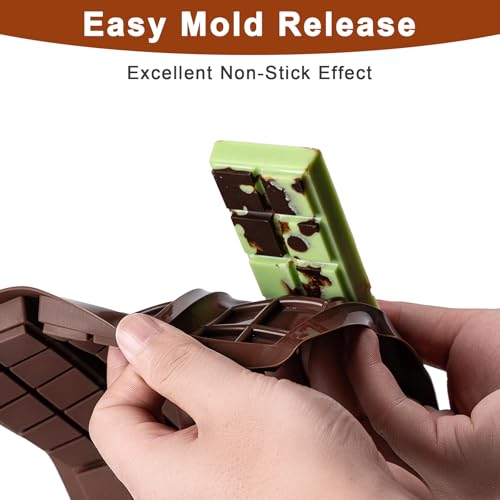 Image of Chocolate Bar Mold,Non-Stick Chocolate Molds,100% Food Grade Silicone Mold (Pack of 2)