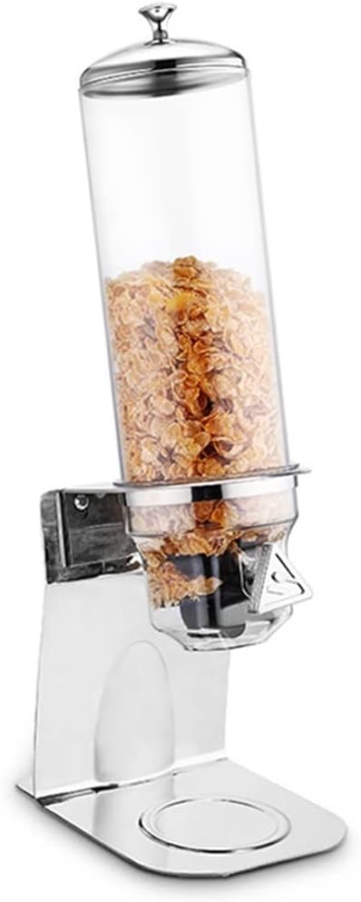 Stainless Steel Dry Food Dispenser Self Serve Refillable for Nuts Candies Cereals and 0.5-3cm Grain Foodone Ounce per Twist of The knobSingle Control，Silver-12L