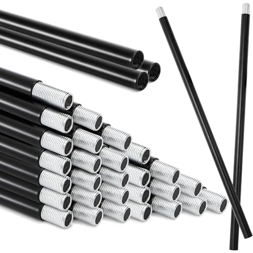 Image of Noamus 20 Pack Matte Black M10 Threaded Extension Rod, 12 Inches Chandelier Hanging Rods for Pendant Light, Kitchen Island Lighting, Lamp Fixture Down-rods&Stems, Dining Room, Living Space (30cm)
