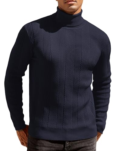 COOFANDY Maglione Collo Alto Uomo Maglione Lavorato a Maglia a