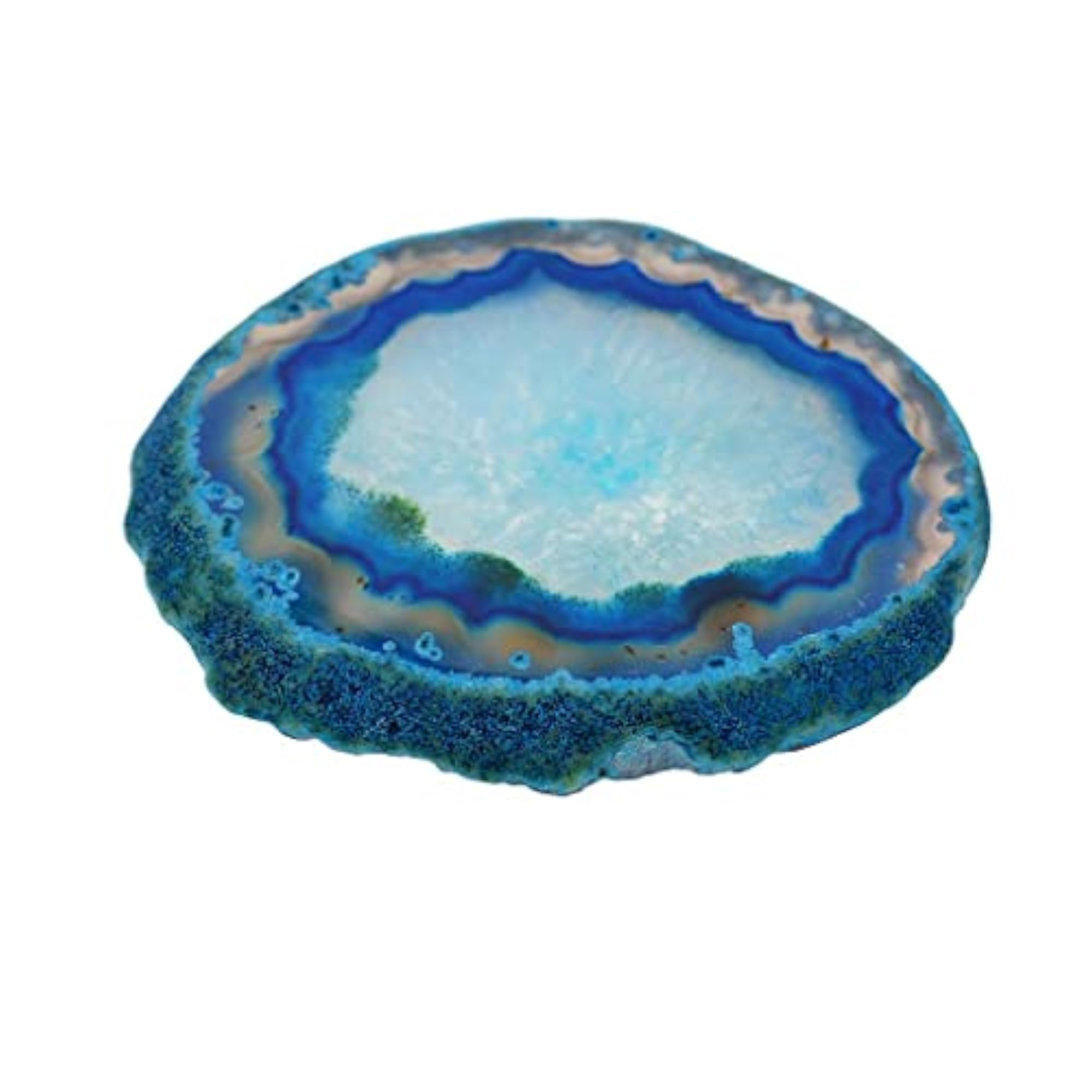 Agate Quartz Crystal Slice Pendant, Navy Blue Home Ornament