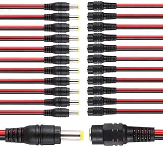12 Pairs DC Power Pigtail Cable,5.5 X 2.1 mm DC Power Male & Female Connector Pigtail Cable for CCTV Security Camera and Lighting Power Adapter Connectors
