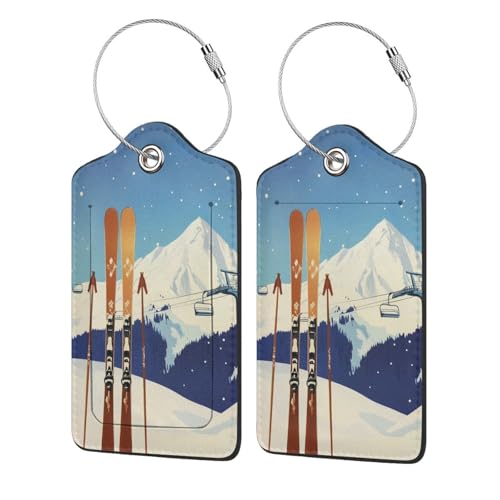 HSYOYO Ski Slope Leather Luggage Tags 2-Pack
