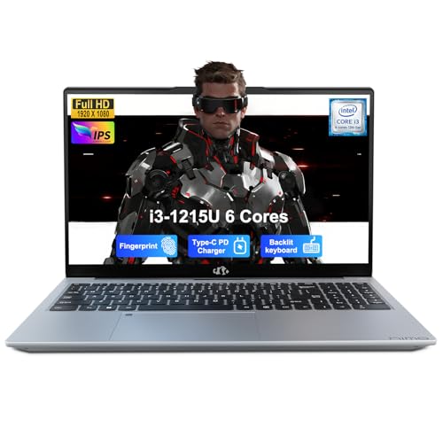 NIMO 15.6" IPS FHD-Laptop, Intel 6 Cores I3-1215U (Up to 4.4GHz, Beat Ryzen 5 7520U) 32GB RAM 1TB SSD Student Computer with 65W Type C Backlit Keyboard Fingerprint Wi-Fi 6, for Business