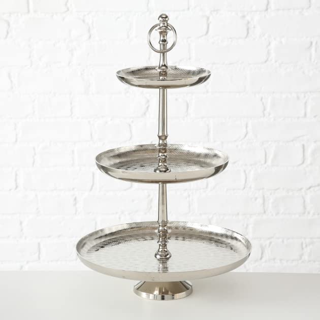 mucHome Vintage Deko Etagere aus Aluminium rund mit 3 Etagen Höhe ca. 48cm...