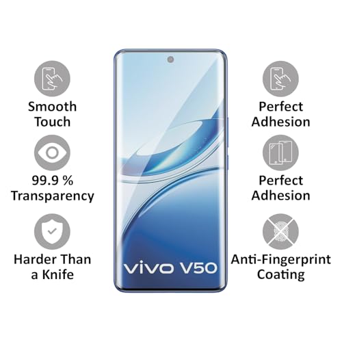 Image of AIBEX UV Curved Tempered Glass for Vivo V50 5G / T4 5G| Full Screen Edge-to-Edge Protection | UV Glue & UV Light Included | 9H Hardness | Anti-Bubble | Scratch Resistant | HD Clarity