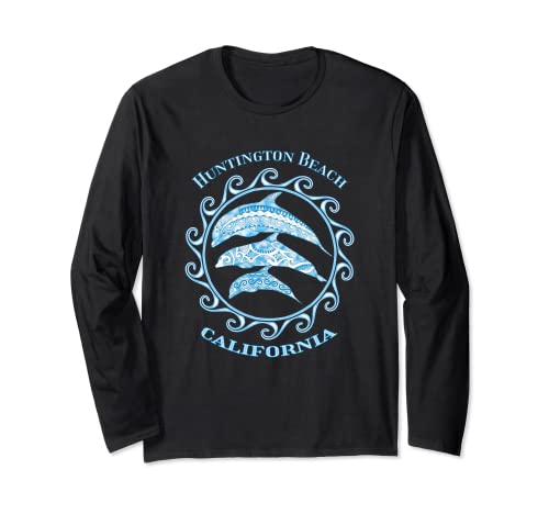 Huntington Beach California Tribal Dolphins Ocean Animals Long Sleeve T-Shirt