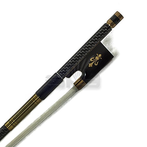 Paititi 4/4 Violin Bow Silver Inlaid Patterned Carbon Fiber Round Silver Wrap Brass Parts With Fleur De Lys Fully-Line Abalone #TOP20