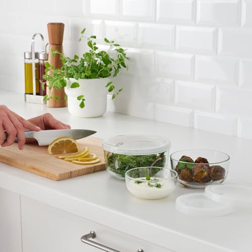 Image of Ikea BESTAMMA Food container with lid, set of 3, glass