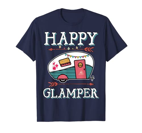 Happy Glamper - Camper Camping Trekking T Shirt Uomo Donna Maglietta