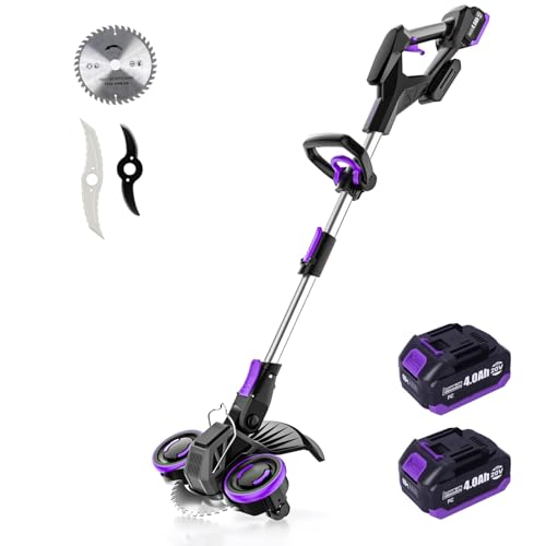 Image of Cordless Weed Wacker, GearBrushless Motor, 20V 5.2Ah Battery Powered, 3 in 1 Edger /Mower /Trimmer with Metal Blade (Two 4.0A Batteries)