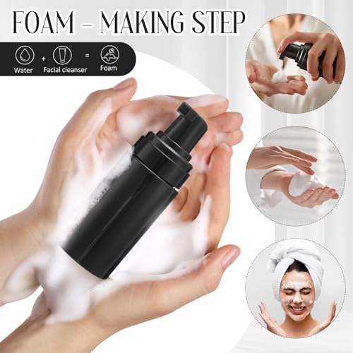 50pcs Foam Pump Bottles 1oz/30ml Plastic Mini Empty Dispenser DIY Travel Face Cleanser Mousse Soap Foam Bottle Refillable Hand Soap Eyelash Shampoo Cosmetics Portable Travel Pack(Black)3