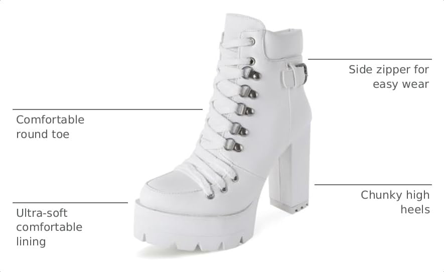 Image of Susanny Sexy High Heels for Women Boots Round Toe Platform Booties Lace Up Suede Side Zipper Ankle Bootie