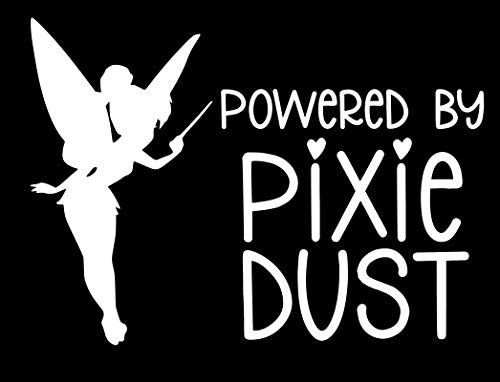 Autocollant en vinyle « Powered by Pixie Dust Fairy » pour voiture, camion, camion, camionnette, mur, ordinateur portable, blanc, 5,5 x 4,0 po