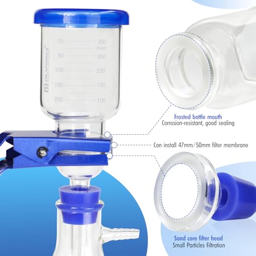 Image of Laboratory Vacuum Filtration Distillation Apparatus, Borosilicate Glass Vacuum Filtration Assembly Filter Kit with 500ML Filtering Flask and 300ML Graduated Funnel