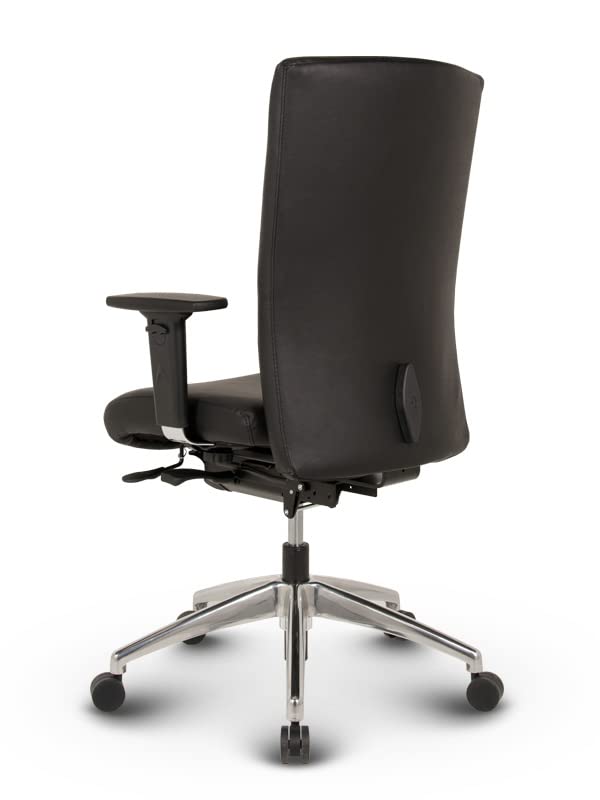 VERSEE Ergonomischer Echt-Leder Bürostuhl Konferenzstuhl Terox in Schwarz - Für Büro und Home-Office - Belastbar bis 150kg