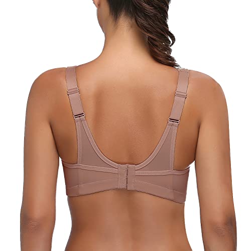Wingslove Women's Full Coverage High Impact Wirefree Workout Non Padded Sports Bra Bounce Control (Amber,40C) #TOP3