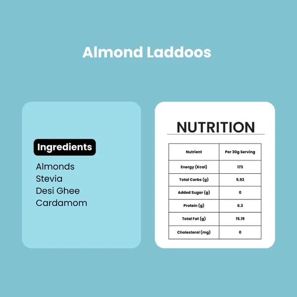 Image of KiloBeaters Sugar Free Almond Ladoo | Low Carb Keto Sweet | Vegan, Gluten Free & Plant-Based Mithai | Made with Premium Almonds | Healthy Rakhi, Diwali & Festive Gift | 400 g