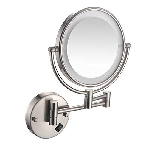 Miroir cosmétique extensible double face argenté avec éclairage mural intégré