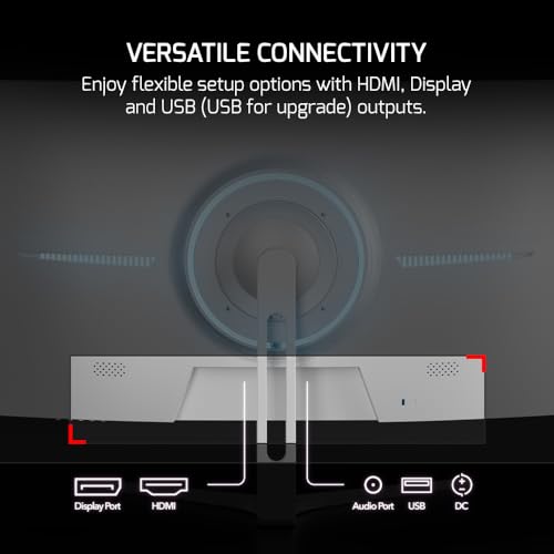 GAMEPOWER Vivid T50 Curved Gaming Monitor 27 Zoll, 200 Hz, Full HD 1080p, VA Panel, 0,5 ms, 125% sRGB, FreeSync & G-Sync, Weiß, Rahmenlos, integrierte Lautsprecher