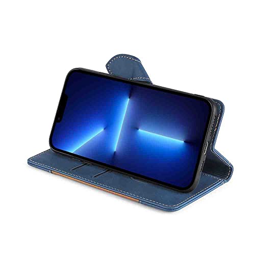 Funda de piel sintética para Moto Edge Plus tipo cartera azul premium 7