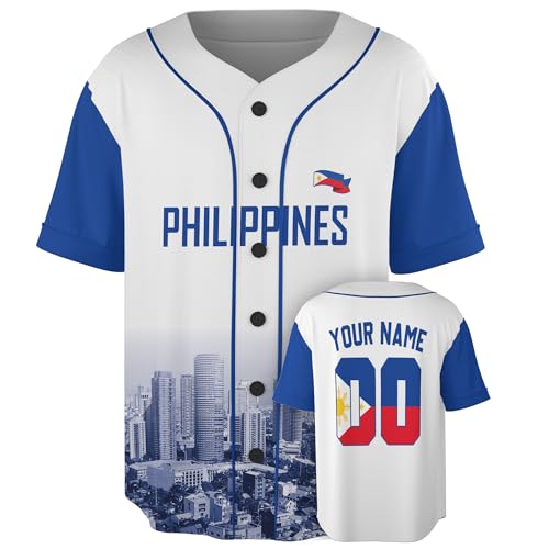 Custom Phillippines Baseball Jersey - Camiseta deportiva personalizada con nombre y número para fanáticos, hombres y mujeres