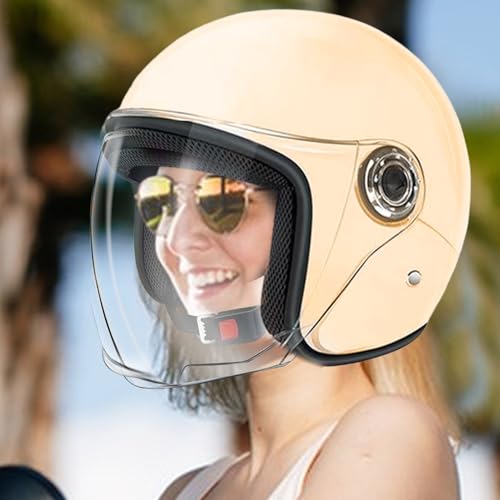 BommFu Adult Motorcycle Helmet - Motorcycle Half Helmet,Protective Gear with Visor for Women Men Adventure Outdoor Riding Scooter Sportbike - Image 7