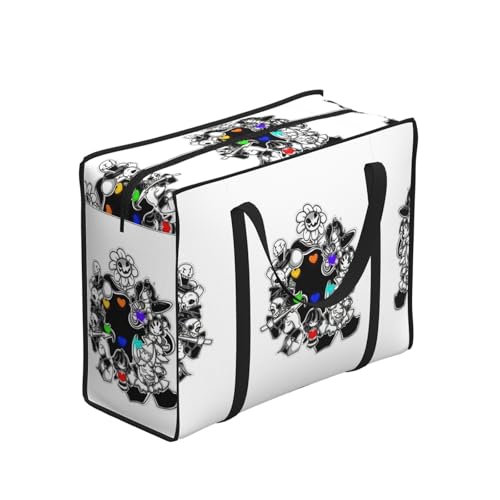 WBQLSL Undertale Sac fourre-tout pour adulte, taille unique, noir, en polyester avec doublure en vinyle, fermeture éclair, 53 x 40 x 23 cm, pliable avec poignées renforcées