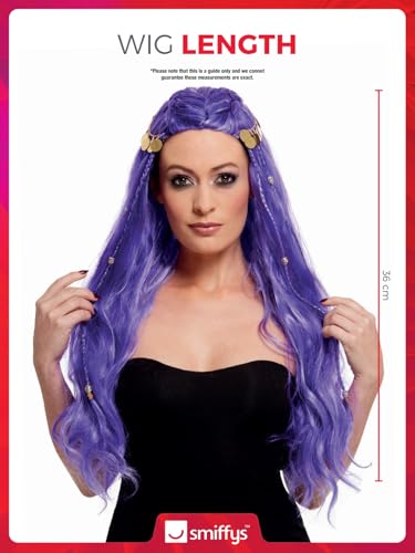 Peluca de adivina morada con monedas de Smiffys para disfraz de Halloween y Carnaval 5
