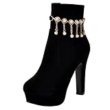 Smilice Women Fashion High Block Heel Ankle Booties Round Toe Zipper Platform Boots Black