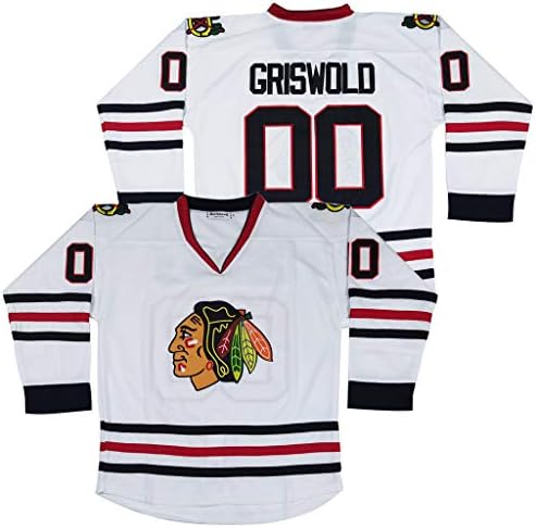 #00 Clark Griswold X-Mas Christmas Vacation Movie Men's Hockey Jersey White Stitched Camping(Sans Batterie) Chaude