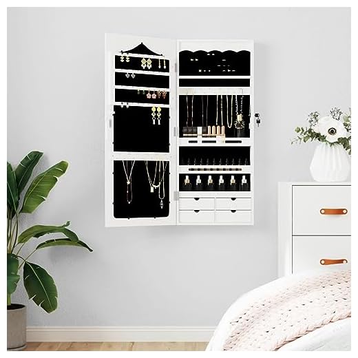 TANZEM Espejo con joyero de Pared Blanco 37,5x10x90 cm, Espejo Baño, Espejos De Salon, Espejo Recibidor Entrada, Mueble Salon - 353223