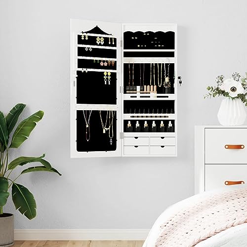 Armario de pared para joyas con espejo para evitar enredos y pérdidas 2
