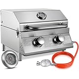TLSUNNY 2 Brenner Gasgrill Klein, Tragbarer Edelstahl Tischgasgrill Kompakt mit...