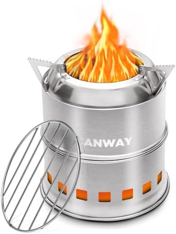 CANWAY Portable Camping Stove Mini Wood Burning Camp Stove for Ba...