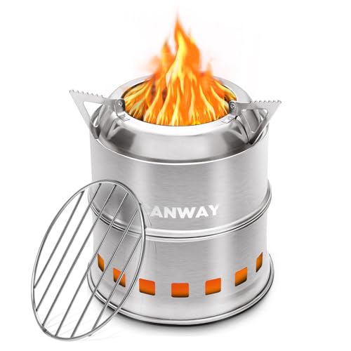 CANWAY Portable Camping Stove Mini Wood Burning Camp Stove for Backpacking Hiking Traveling Survival Cooking Stove Stainless Steel Emergency Folding Camping Stove with Carry Bag