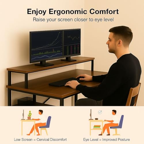 Image of INNOWIN The Woods Computer Table with Keyboard Tray for Home Office, Office Desk with Storage, Engineered Wood Finish Study Writing Computer Laptop Table Desk