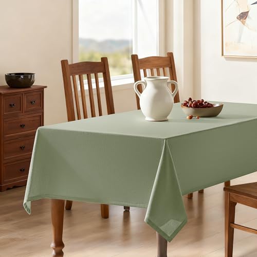 Jayrma Sage Rectangle Tablecloth 55 x 102 Inch Light Green Linen Table Cloth for 6 Foot Rectangle Table Wrinkle Resistant Washable Fabric Cloth Tablecloth for Buffet Holiday Party Dinner Wedding by Jayrma - Used condition - Image 3