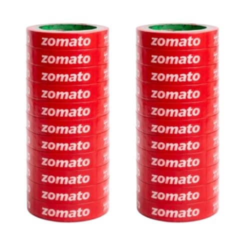 Image of Zomato food Packing tape | (24 mm /1 inch X 65 meter) Pack of 24 | Very strong adhesive tape | Suitable for E-Commerce | Packing material for small food business