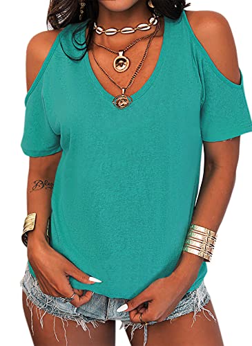 Eurivicy Women's Summer Cold Shoulder T-Shirt Casual...