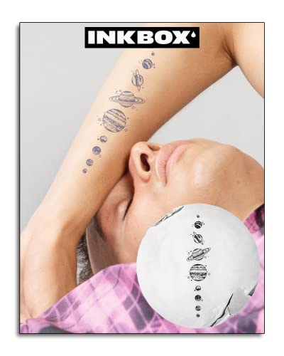 Inkbox Temporary Tattoos, Semi-Permanent Tattoo, One Premium Easy Long Lasting, Water-Resistant Temp Tattoo With For Now Ink - Lasts 1-2 Weeks, Outer Space Tattoo, 7 X 2 In, Star System #TOP12
