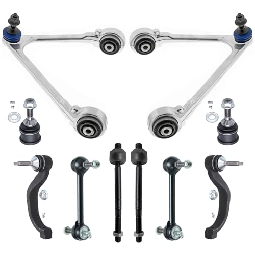 Image of Detroit Axle - 10pc Front End Control Arms Kit for 03-06 Lincoln LS, 03-05 Ford Thunderbird, 2 Upper Control Arms 4 Tie Rod Ends 2 Sway Bars 2 Lower Ball Joints 2003 2004 2005 Replacement