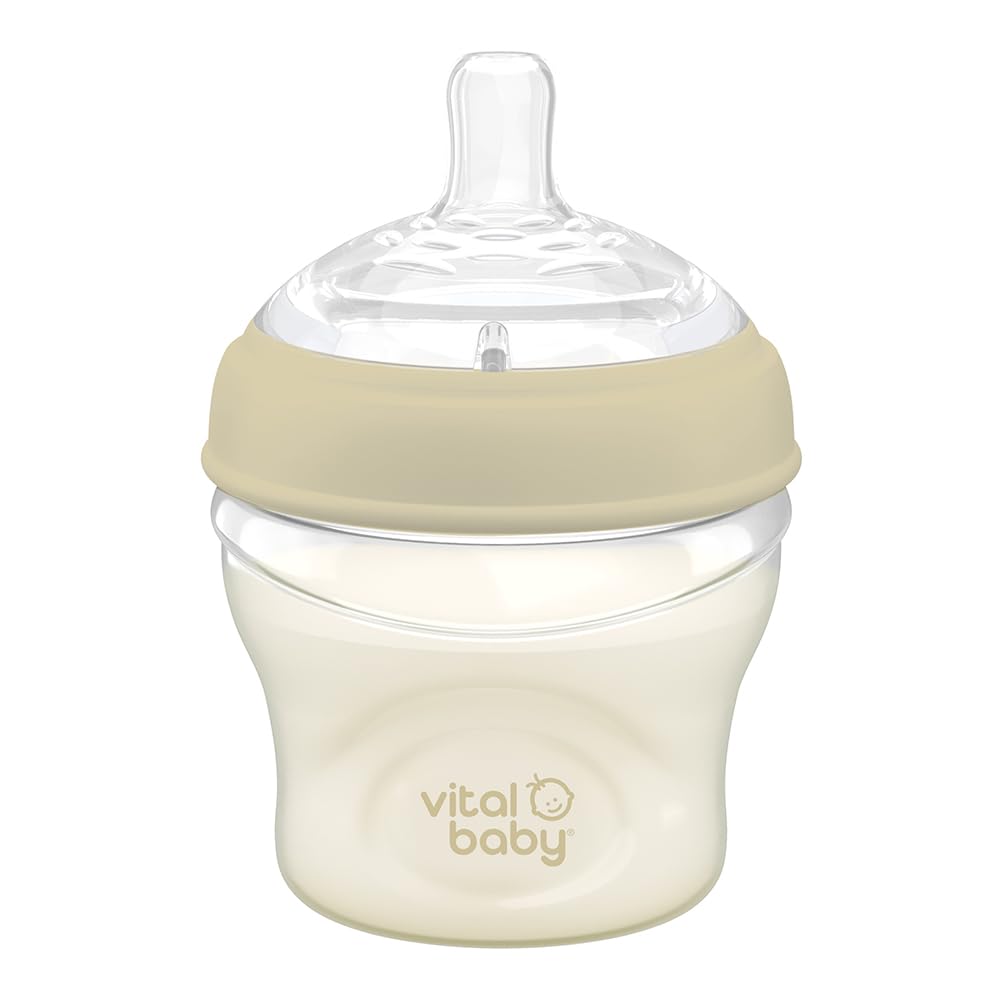 Vital Baby Nurture Breast-Like 0m+ Baby Feeding Bottles, 150ml 1pk, Self-Sterilising in 3 Mins, Triple Anti-Colic Valves
