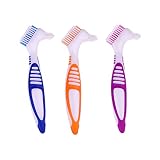 Mango ergonómico: el mango del cepillo de dientes de nuestro cepillo de limpieza de dentadura tiene un tamaño perfecto, el agarre contorneado hace que sea fácil de sostener con las manos mojadas, y alcanza de forma fiable todas las partes de la dentadura, mejora la sensación de uso