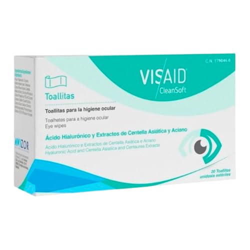 Toallitas Oftálmicas Estériles con Ácido Hialurónico AVIZOR VISAID CleanSoft - Toallitas Oculares Húmedas para Higiene de Ojos y Párpados - 20 unidosis