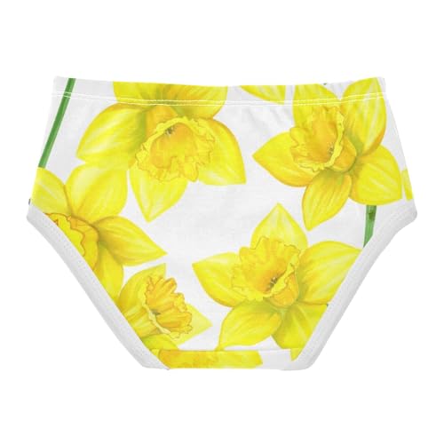 Yellow Daffodil Flowers White Toddler Girls Underwear 2t Cotton Little Girl Panties Flower Briefs Kids Undies2