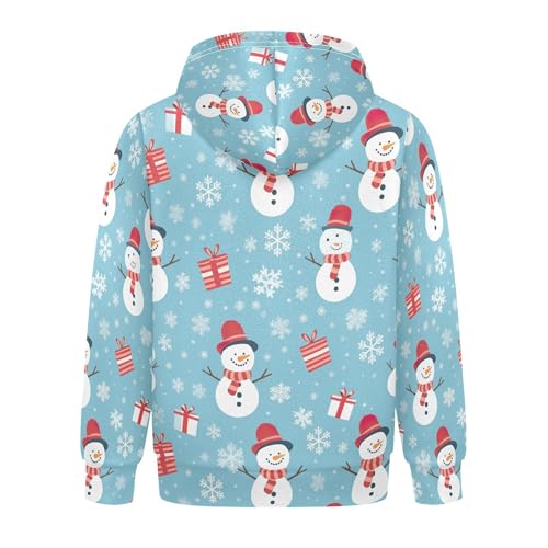 Kids Hoodies Sweaters Christmas Xmas Snowman Hooded Sweatshirts with Big Pockets for Boys Girls B04000702