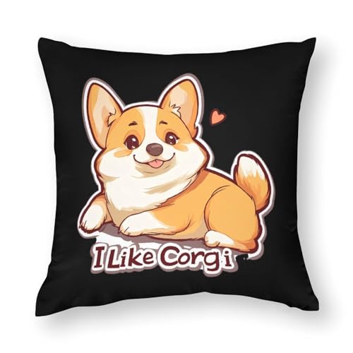 I Like Corgi Dog Soft Pillow Cases Polyester Throw Pillow Cover Decorative Pillowcases for Sofa Bedroom