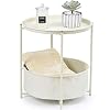 KINGRACK Koffie Ronde Tafel, Metalen Nachtkastje, Sofa Side Snacktafel, Nachtkastje met Afneembare Lade Top en stoffen…